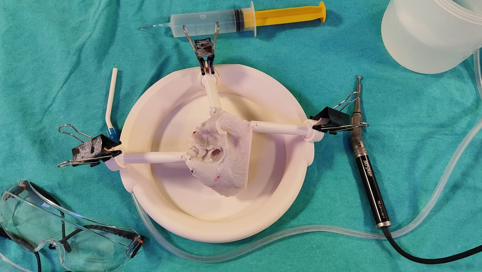 3D Temporal Bone Simulator with its holder plate